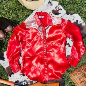Red Satin Vintage Western Shirt MGW